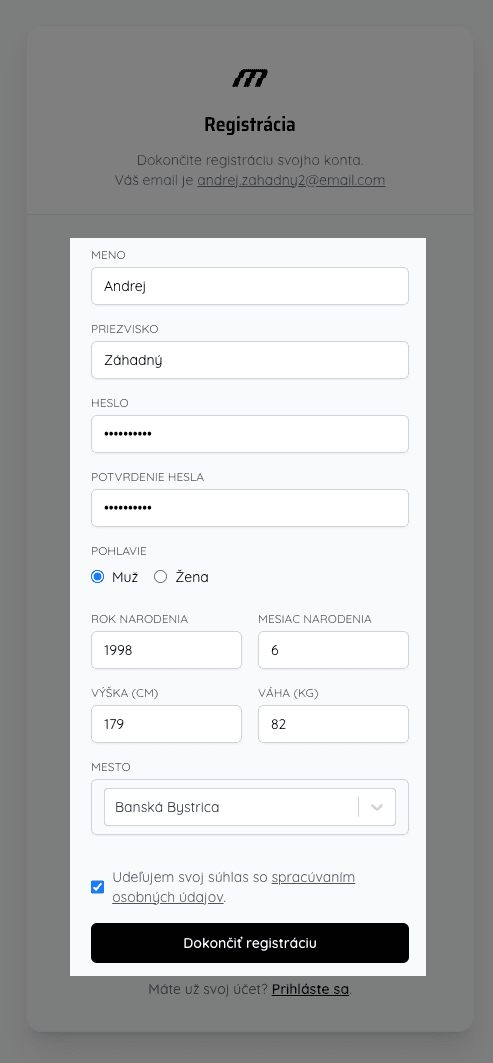 Registration process step 3